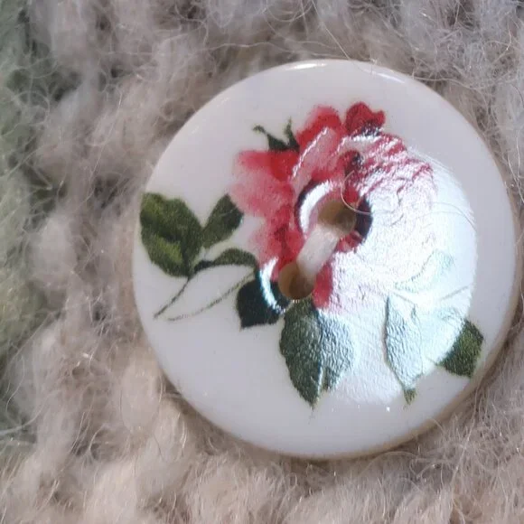 Womens LoveShackFancy Deena Pink-Multi Knit Cardigan Sweater M - Picture 7 of 8